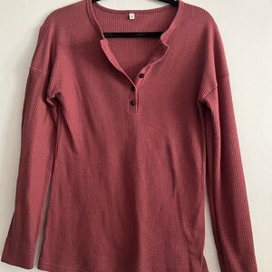 Women's Henley Top - Rose Pink